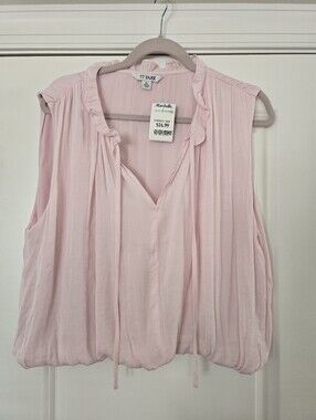 Sleeveless Ruffle Tie-Front Camisole — Light Pink